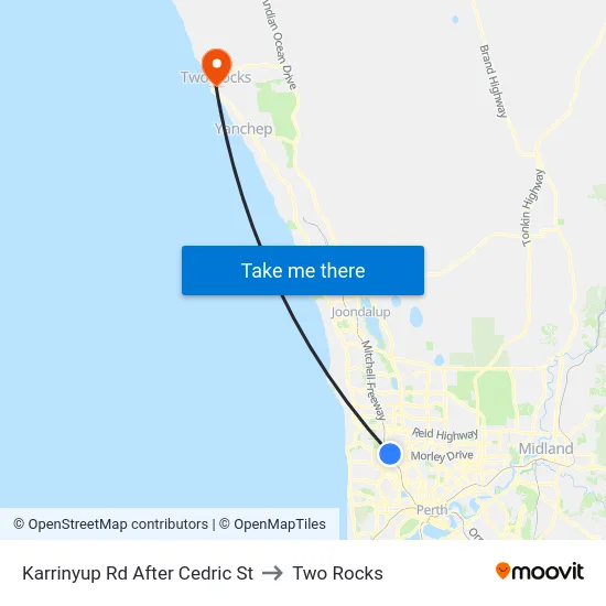 Karrinyup Rd After Cedric St to Two Rocks map