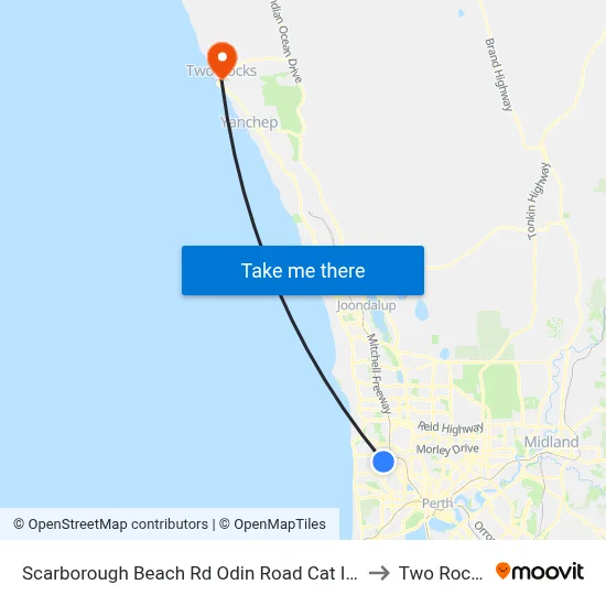Scarborough Beach Rd Odin Road Cat Id 7 to Two Rocks map