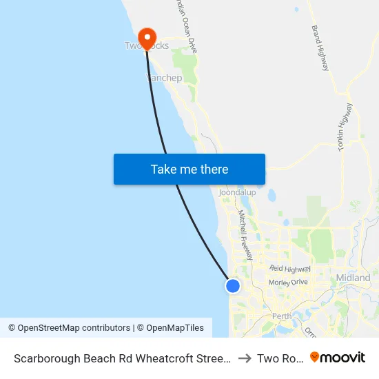 Scarborough Beach Rd Wheatcroft Street Cat Id 18 to Two Rocks map