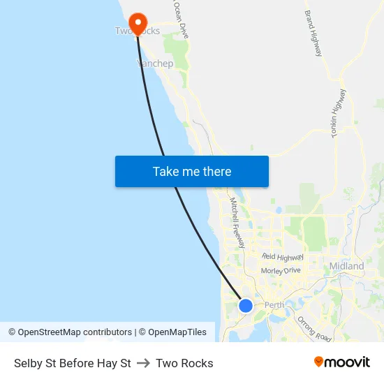 Selby St Before Hay St to Two Rocks map