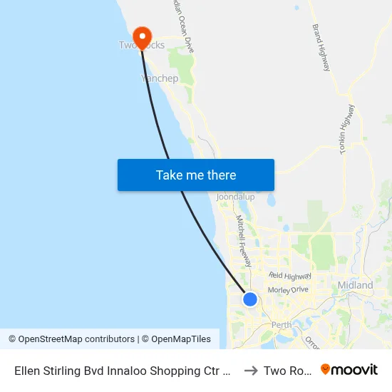 Ellen Stirling Bvd Innaloo Shopping Ctr Cat Id 35 to Two Rocks map