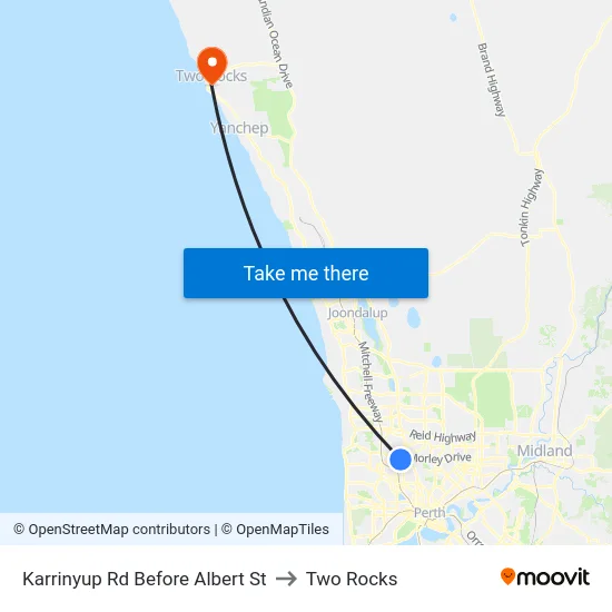 Karrinyup Rd Before Albert St to Two Rocks map