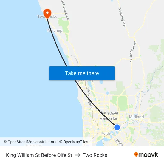 King William St Before Olfe St to Two Rocks map