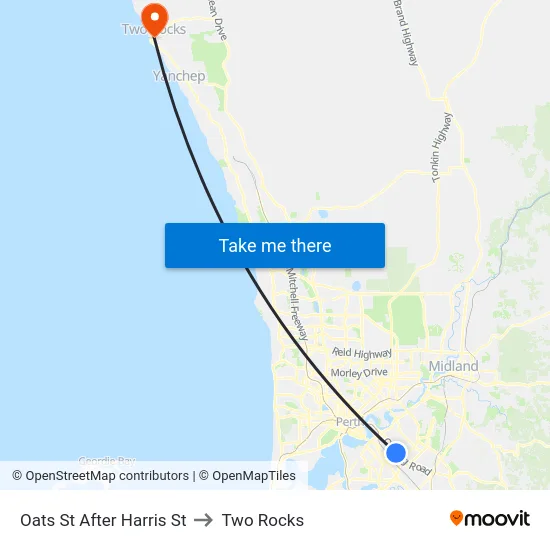 Oats St After Harris St to Two Rocks map