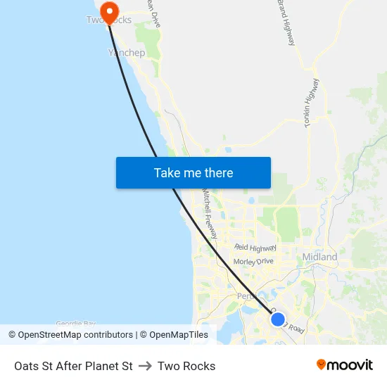 Oats St After Planet St to Two Rocks map