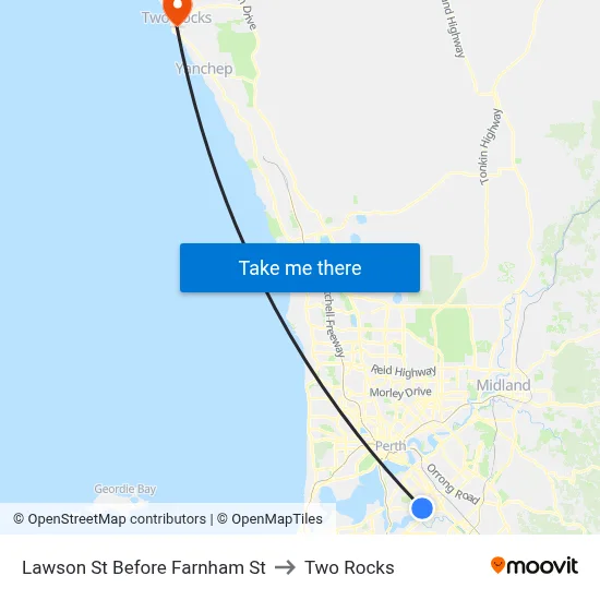 Lawson St Before Farnham St to Two Rocks map