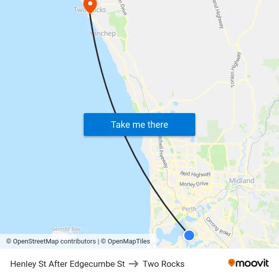 Henley St After Edgecumbe St to Two Rocks map