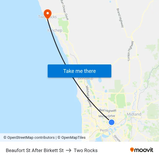 Beaufort St After Birkett St to Two Rocks map
