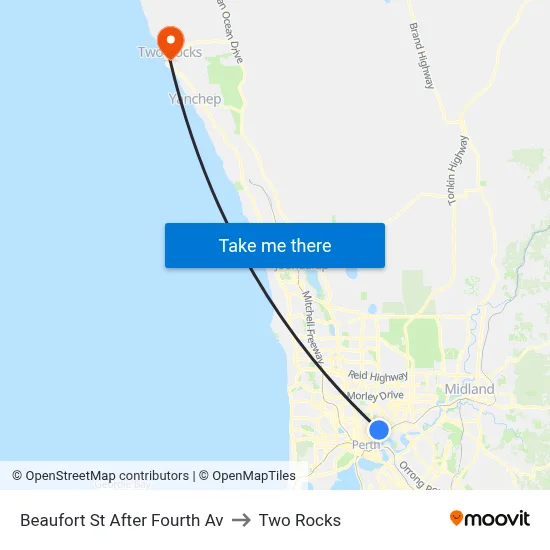 Beaufort St After Fourth Av to Two Rocks map