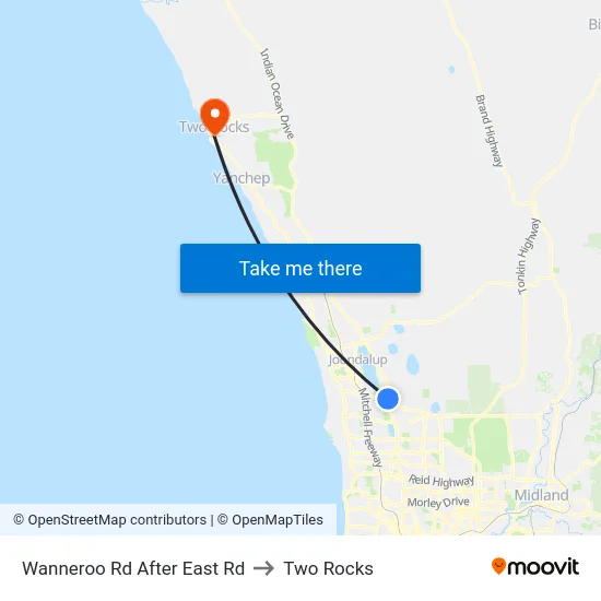 Wanneroo Rd After East Rd to Two Rocks map