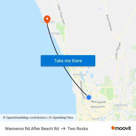 Wanneroo Rd After Beach Rd to Two Rocks map