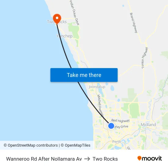 Wanneroo Rd After Nollamara Av to Two Rocks map
