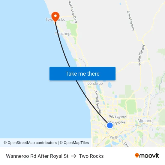 Wanneroo Rd After Royal St to Two Rocks map