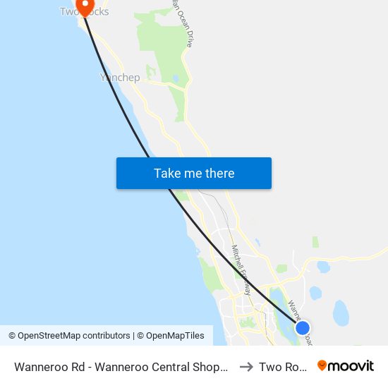 Wanneroo Rd - Wanneroo Central Shopping Ctr to Two Rocks map