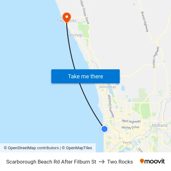 Scarborough Beach Rd After Filburn St to Two Rocks map