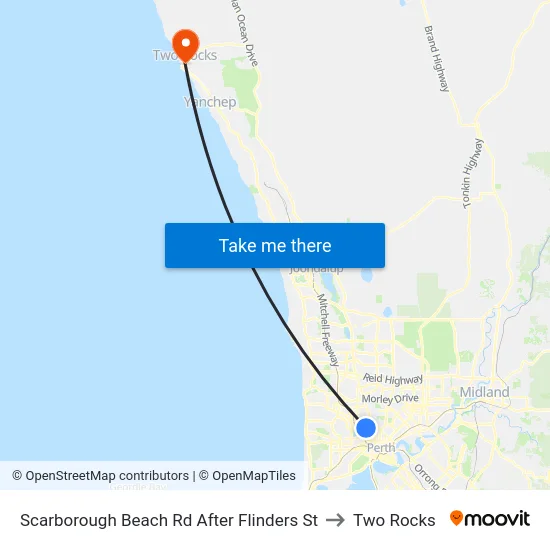 Scarborough Beach Rd After Flinders St to Two Rocks map