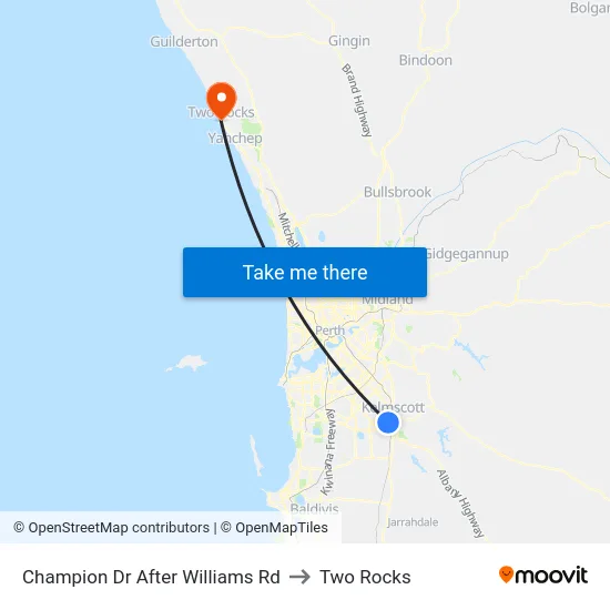 Champion Dr After Williams Rd to Two Rocks map
