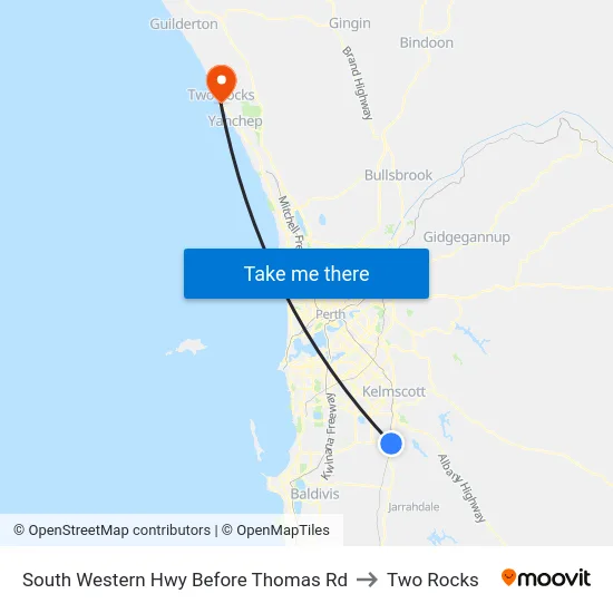 South Western Hwy Before Thomas Rd to Two Rocks map