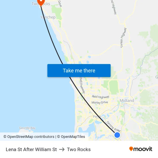 Lena St After William St to Two Rocks map