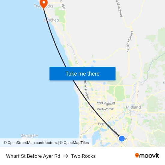 Wharf St Before Ayer Rd to Two Rocks map