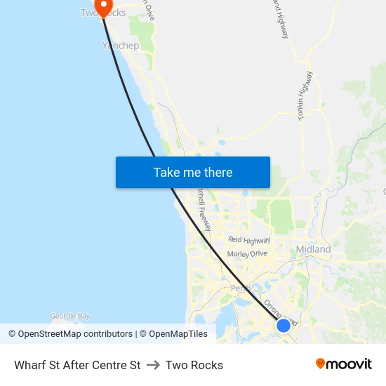 Wharf St After Centre St to Two Rocks map