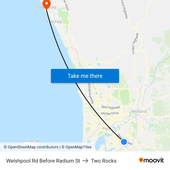 Welshpool Rd Before Radium St to Two Rocks map
