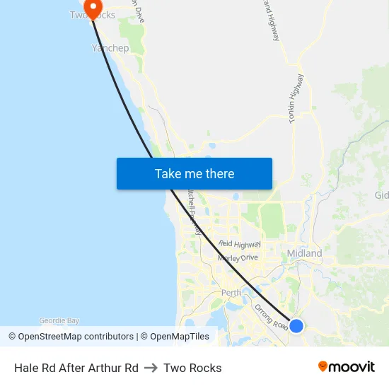 Hale Rd After Arthur Rd to Two Rocks map