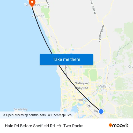 Hale Rd Before Sheffield Rd to Two Rocks map
