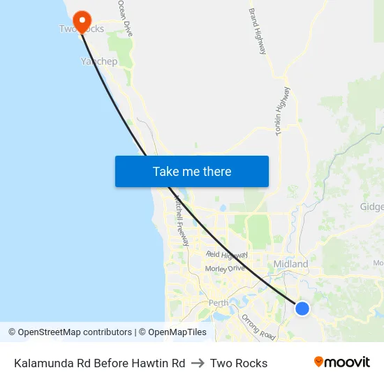 Kalamunda Rd Before Hawtin Rd to Two Rocks map