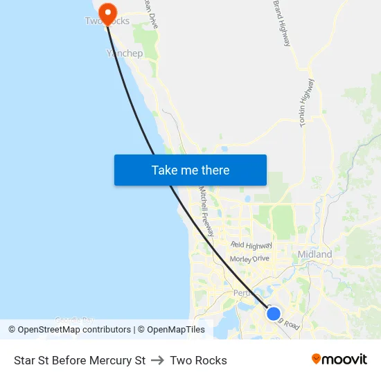 Star St Before Mercury St to Two Rocks map