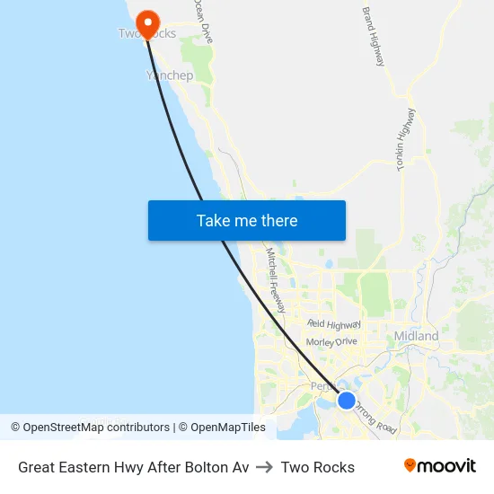 Great Eastern Hwy After Bolton Av to Two Rocks map