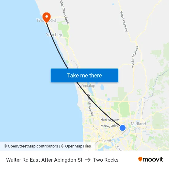 Walter Rd East After Abingdon St to Two Rocks map