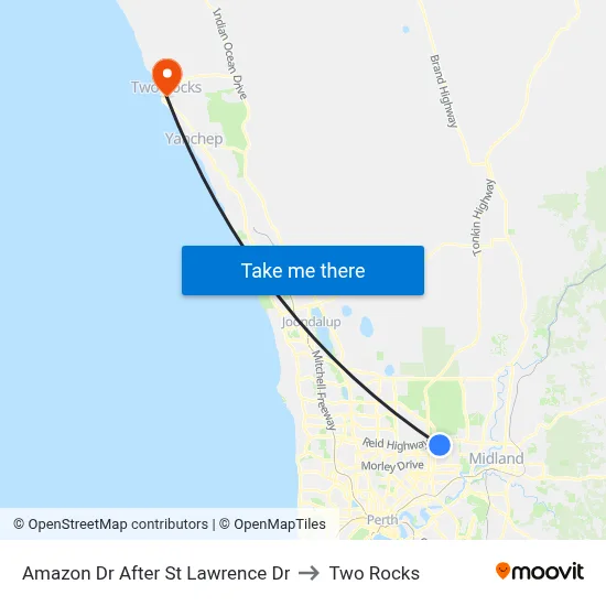 Amazon Dr After St Lawrence Dr to Two Rocks map