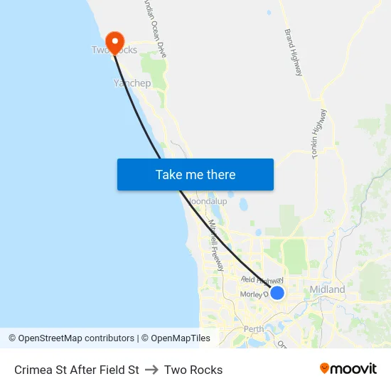 Crimea St After Field St to Two Rocks map