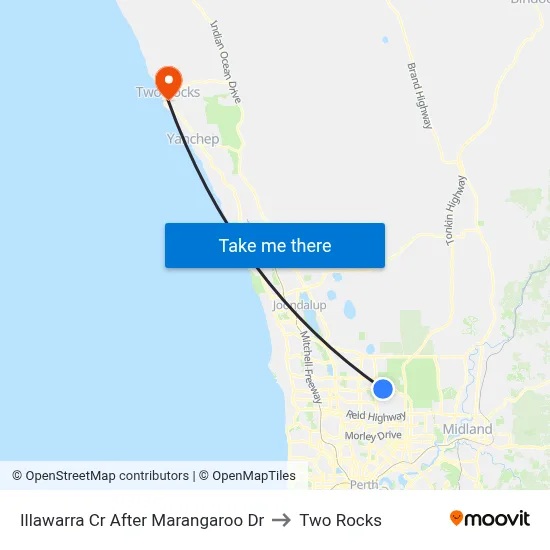 Illawarra Cr After Marangaroo Dr to Two Rocks map