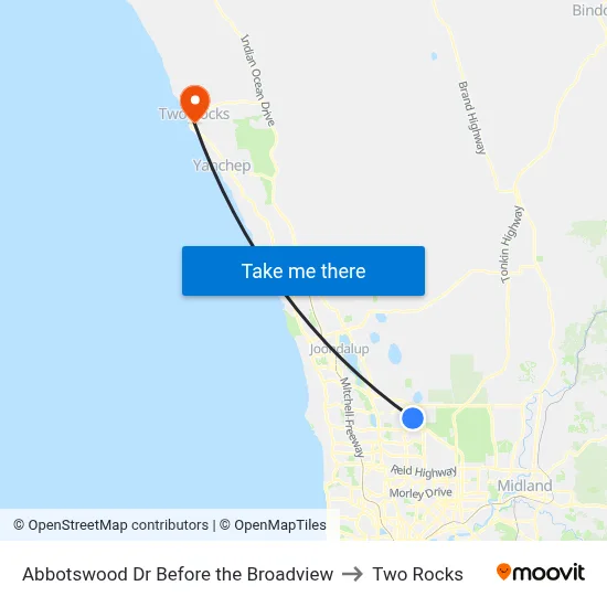 Abbotswood Dr Before the Broadview to Two Rocks map