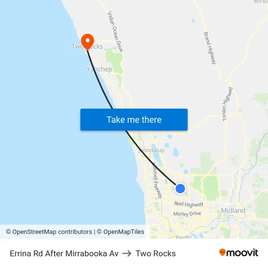 Errina Rd After Mirrabooka Av to Two Rocks map