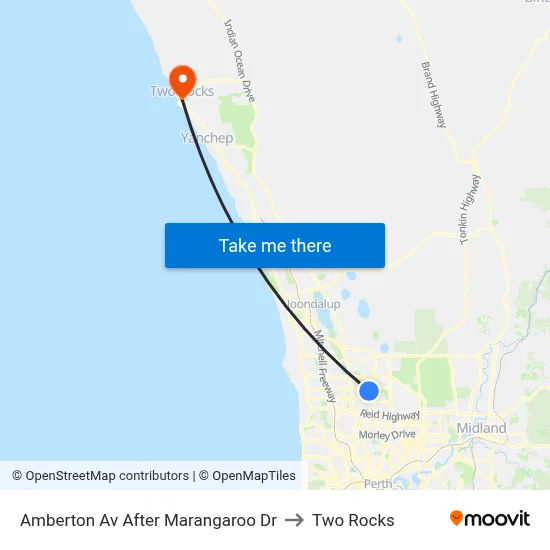 Amberton Av After Marangaroo Dr to Two Rocks map