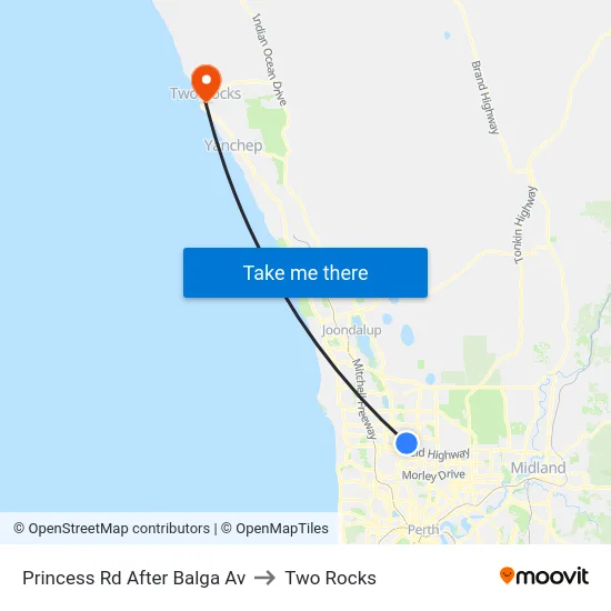 Princess Rd After Balga Av to Two Rocks map