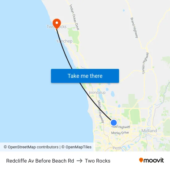 Redcliffe Av Before Beach Rd to Two Rocks map