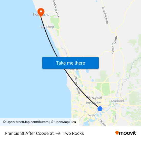 Francis St After Coode St to Two Rocks map