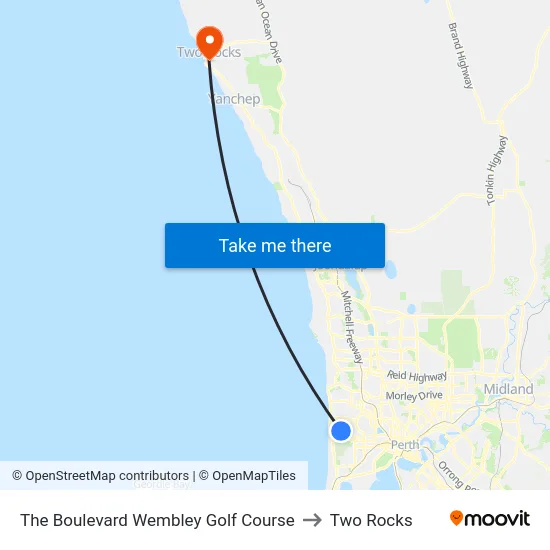 The Boulevard   Wembley Golf Course to Two Rocks map