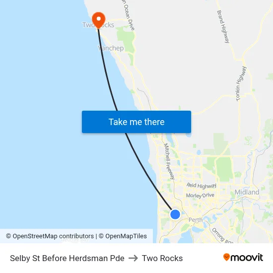 Selby St Before Herdsman Pde to Two Rocks map