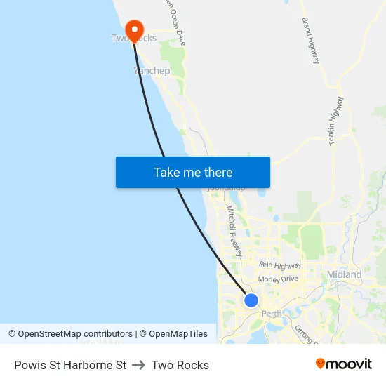Powis St Harborne St to Two Rocks map