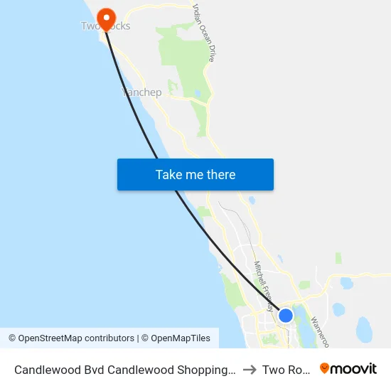 Candlewood Bvd Candlewood Shopping Centre to Two Rocks map