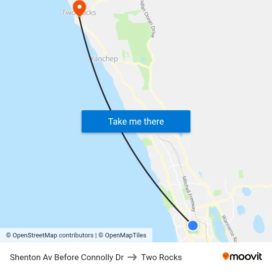 Shenton Av Before Connolly Dr to Two Rocks map