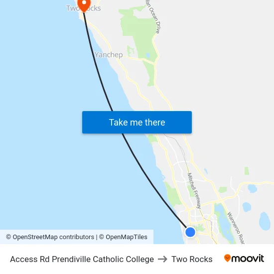 Access Rd Prendiville Catholic College to Two Rocks map