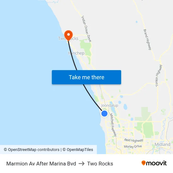 Marmion Av After Marina Bvd to Two Rocks map