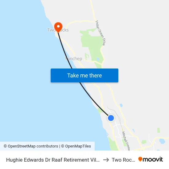 Hughie Edwards Dr Raaf Retirement Village to Two Rocks map