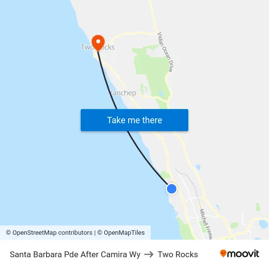 Santa Barbara Pde After Camira Wy to Two Rocks map